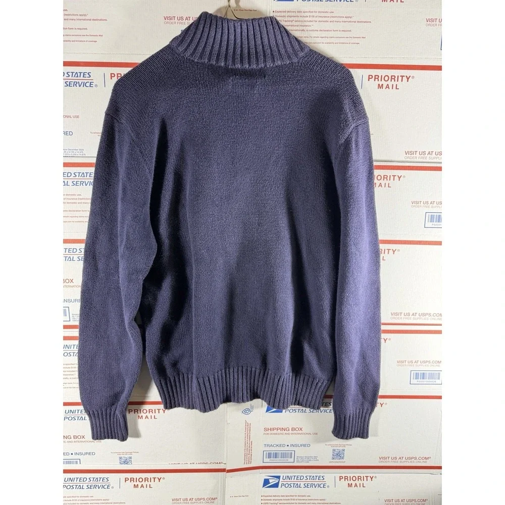 Vintage Polo Ralph Lauren Sweater Men's Blue Red Pony 1/4 Quarter Zip Knit‎ Sz S